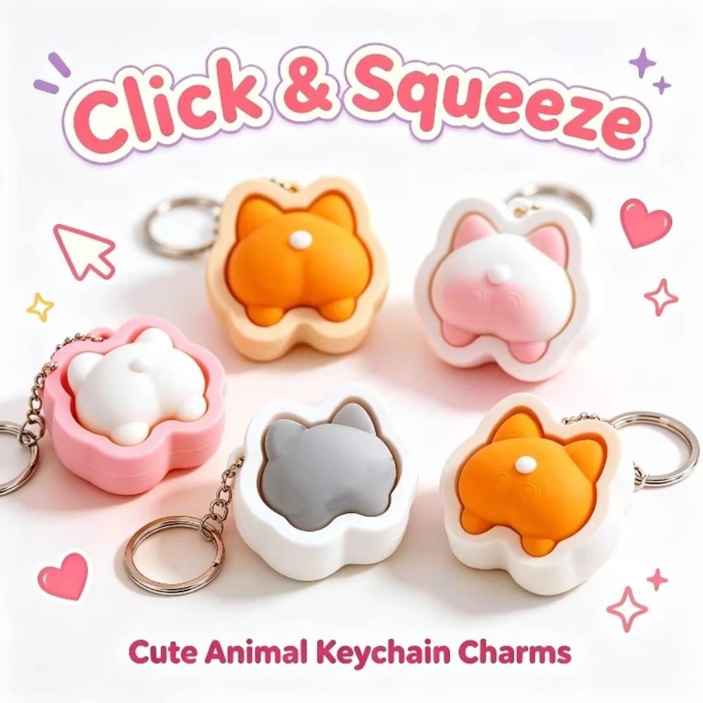 Slow Resbound Finger Button Clicker Soft Squeeze Toy Keychain Fidget Keychain Holiday Gifts