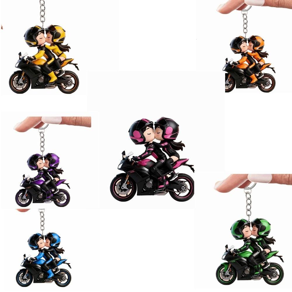 Mini Design Motorcycle Keychain 2D Flat Locomotive Men Pendant Bag Hanging Charm Key Decor