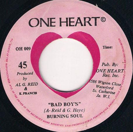 7inch Record BURNING SOUL Bad Boys OH009 One Heart 1986 Jamaica Reggae Ska Dub Used