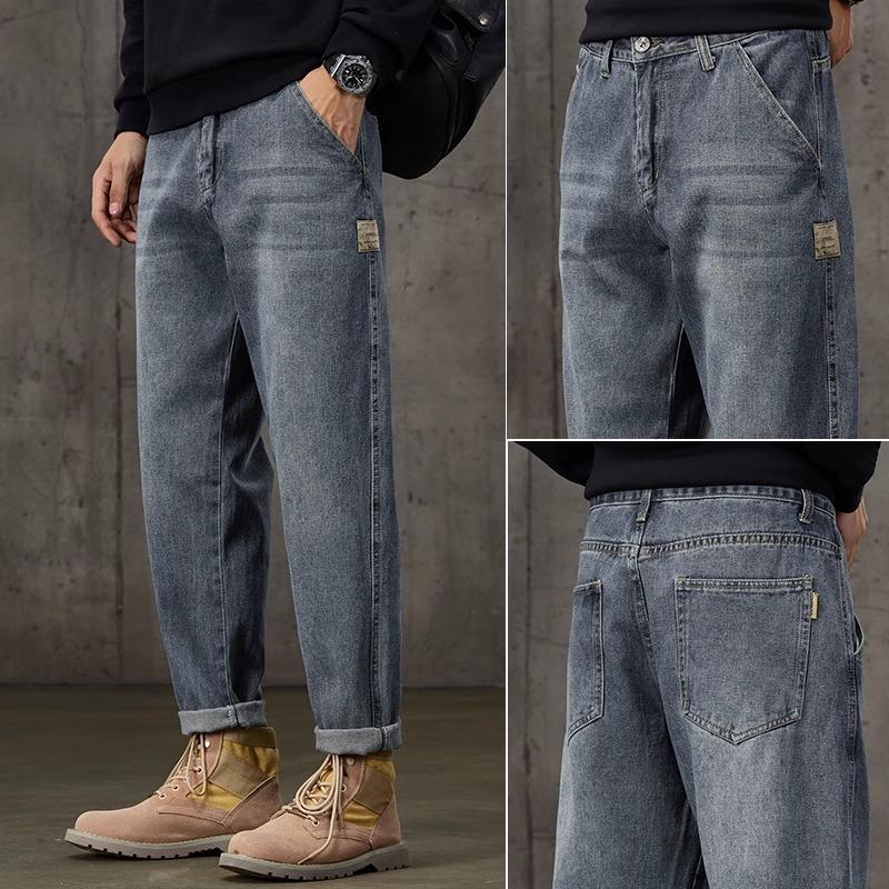 Весна и осень зима новые мужские плюшевые/обычные джинсы облегающие прямые эластичные деловые универсальные длинные брюки