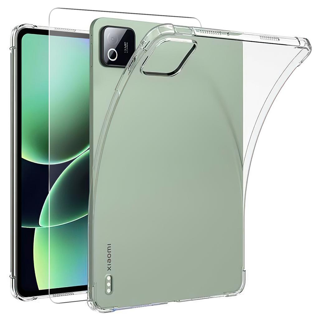 For Xiaomi Pad 8/8 Pro Case TPU Drop-Resistant Clear Tablet Cover + Tempered Glass Screen Film