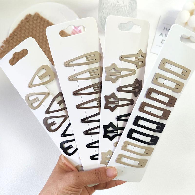 8PC Khaki Simple BB Hair Side Clips for Women Girls School Hairpin Accessory Headwear Ornament