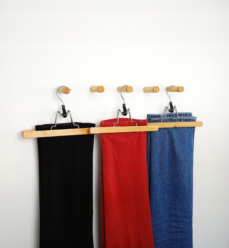 Wooden Hangers 8 for Clothes, Wall-mounted, Sauna, Towels, Pants, Beech