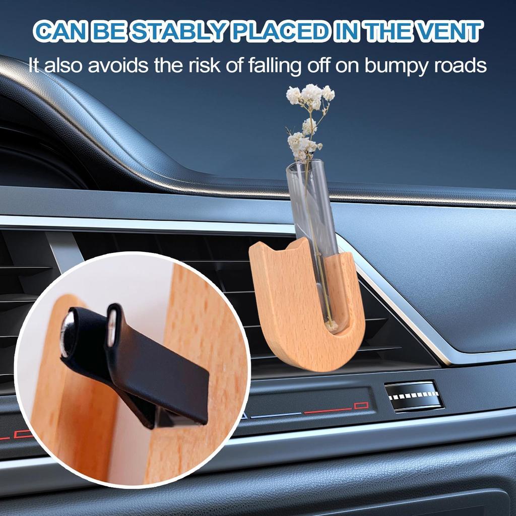 Автомобильная ваза для цветов, клипса на воздуховод, стеклянная подставка для размножения растений, деревянный автомобильный эстетический декор интерьера для седана