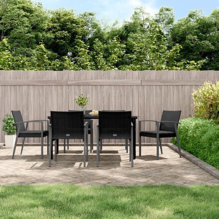 VidaXL 7-piece Garden Dining Set Cushions Braided Resin Steel 3186996
