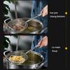 Stainless Steel Slotted Spoon Large Mesh Strainer Ladle for Frying Steaming Hot Pot Kitchen Cooking Tool with Double Hooks