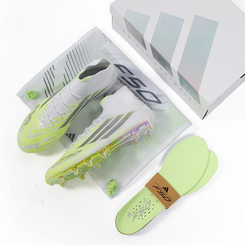 adidas Женские F50 Sparkfusion Elite Mid Fg Ag 'Cloud White Iron Metallic Hi-Res Yellow' JR6474