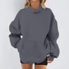 Women's Fashion Casual Long Sleeve Solid Color Hooded Sweatshirt Tops
