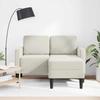 2 Seater Sofa with Chaise Longue L Shaped Cream 125 cm Velvet