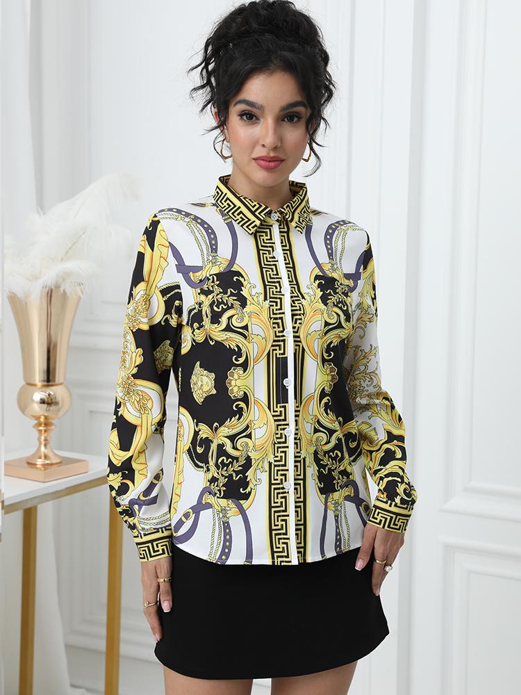 Stylish Women Blouse for A Chic Look Fashion Printing Office Ladies Shirts Tops Blusa Mujer
