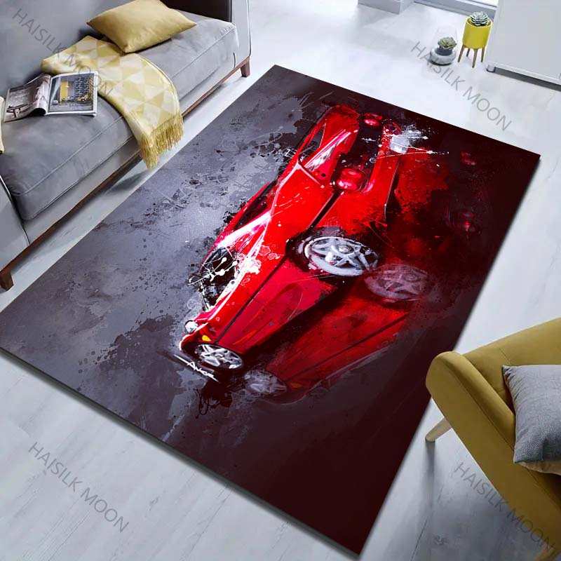 Красный Автомобиль Струйная Креативная Печать Ковер для Гостиной Спальни Прикроватный Диван Стол Напольный Коврик Ковер Декор Большой Размер для Подарков