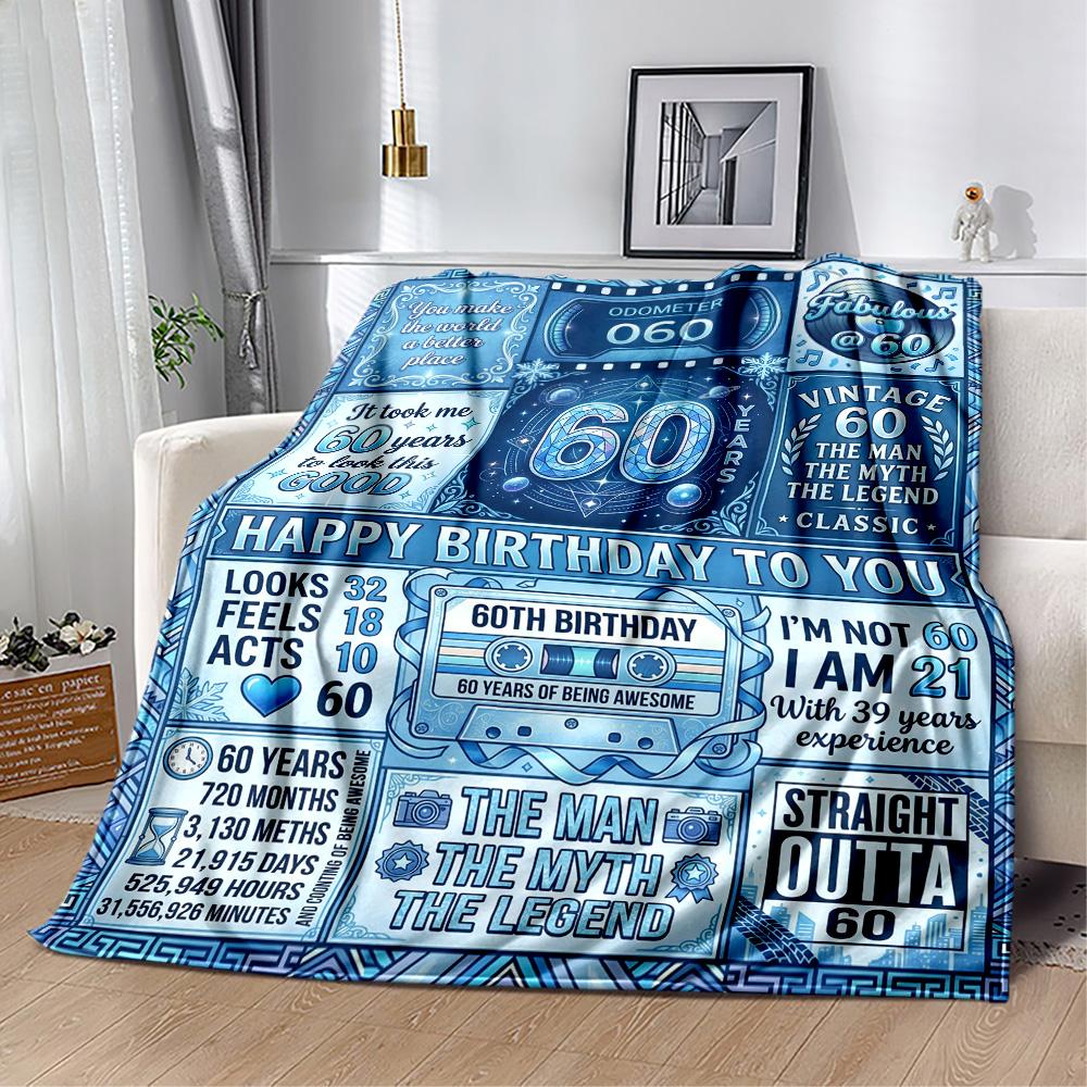 Happy 60th Birthday Celebration Blanket Ultra-Soft Great for Seaside Office Bed All-Season Use Warmthful Decor