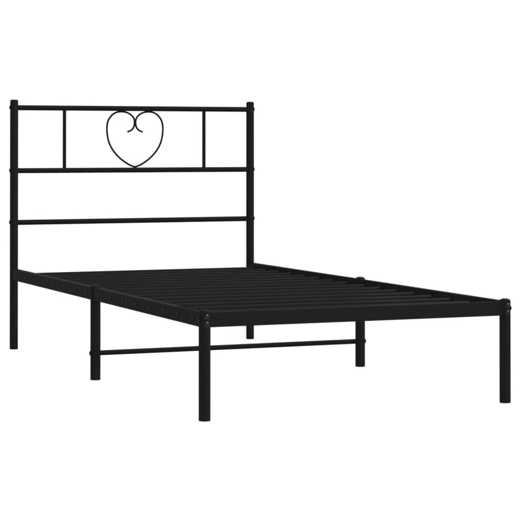 Vidaxl Металлическая Рама Кровати С Изголовьем, Черная, 80X200 См