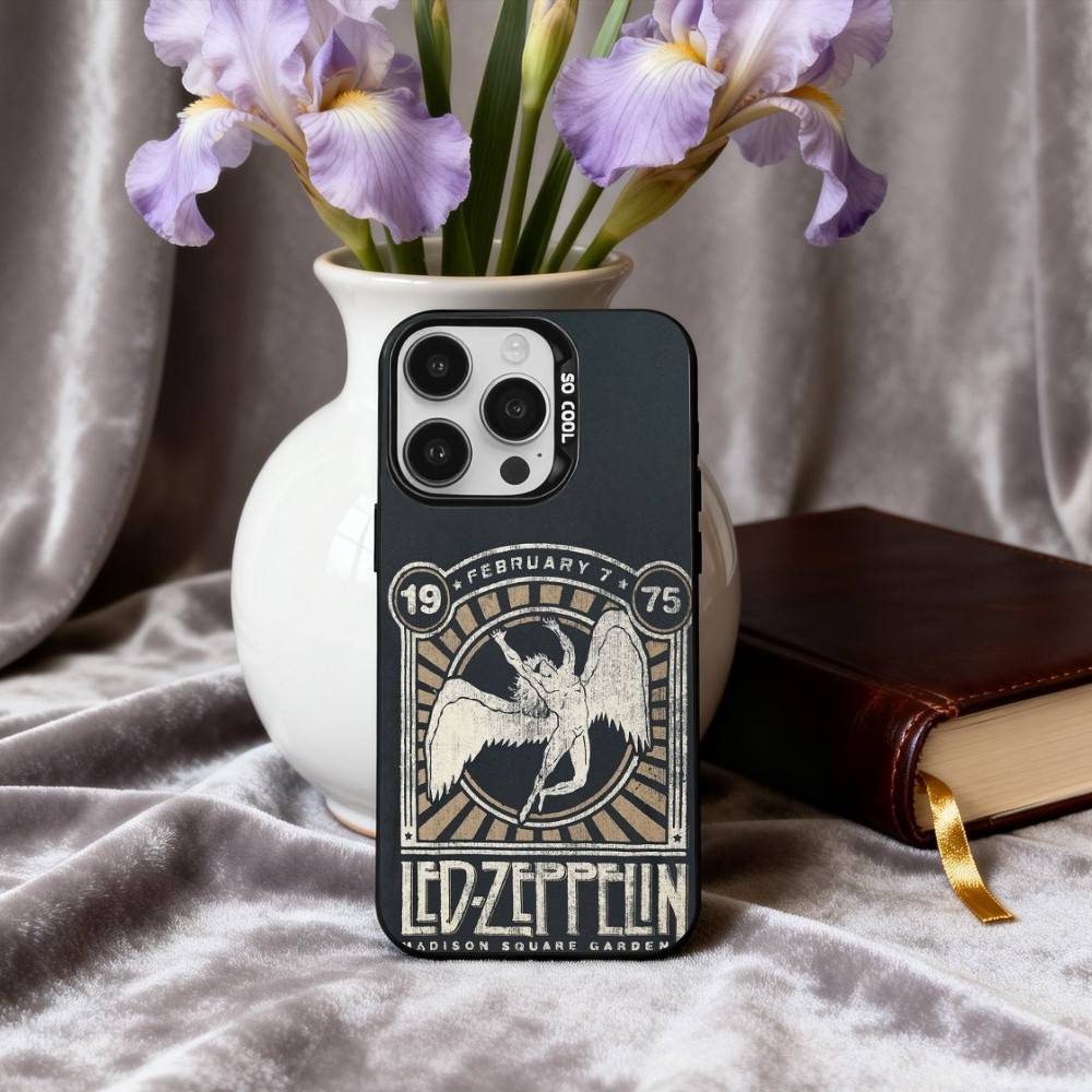 Крутой чехол для телефона Rockin L-Led Z-Zeppelin BAND для iPhone17,16,15,14,13,12,11 Plus,Pro Max Конфетный Серебряный Покрытие Внутри