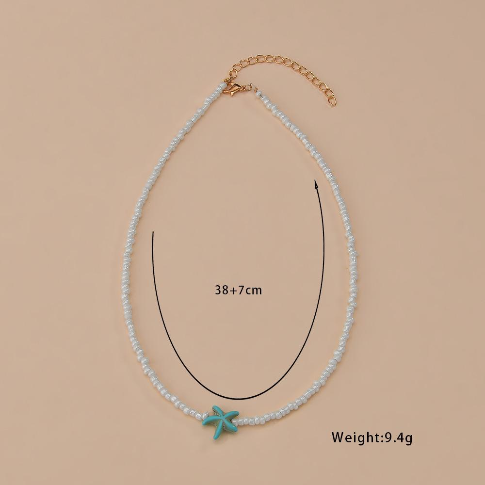 Ракушка морская звезда Женское короткое ожерелье летний праздничный подарок ручной работы колье бисер шея украшения белый