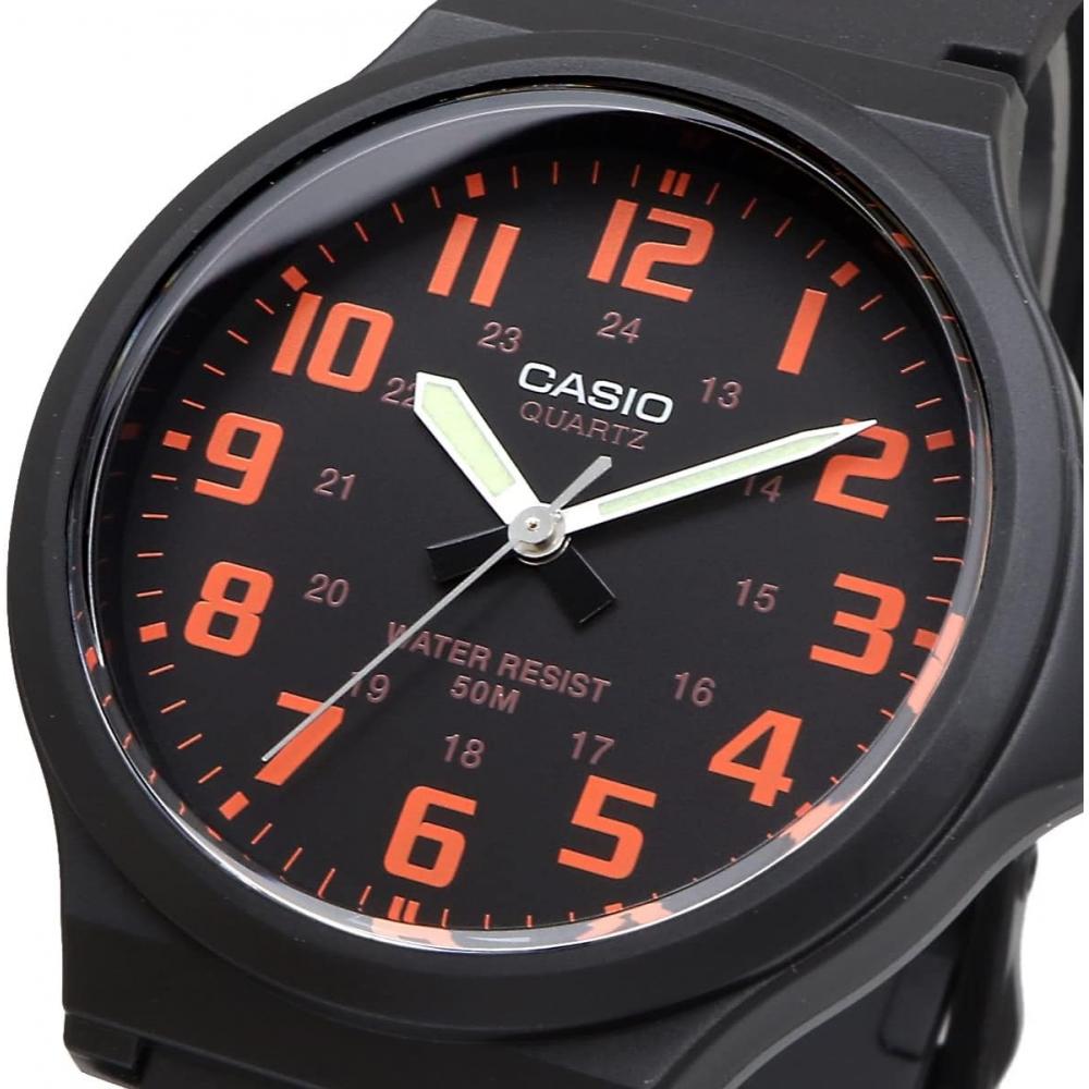 CaSio Men S Analog Quartz Watch Black Orange Mw 240 4bv