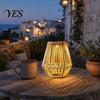 Solar Table Lamp Outdoor Rattan Woven Lantern, Faux Light, Rustic Waterproof Night Light Powered Hanging Lantern for Garden Balcony Patio Porch Decor