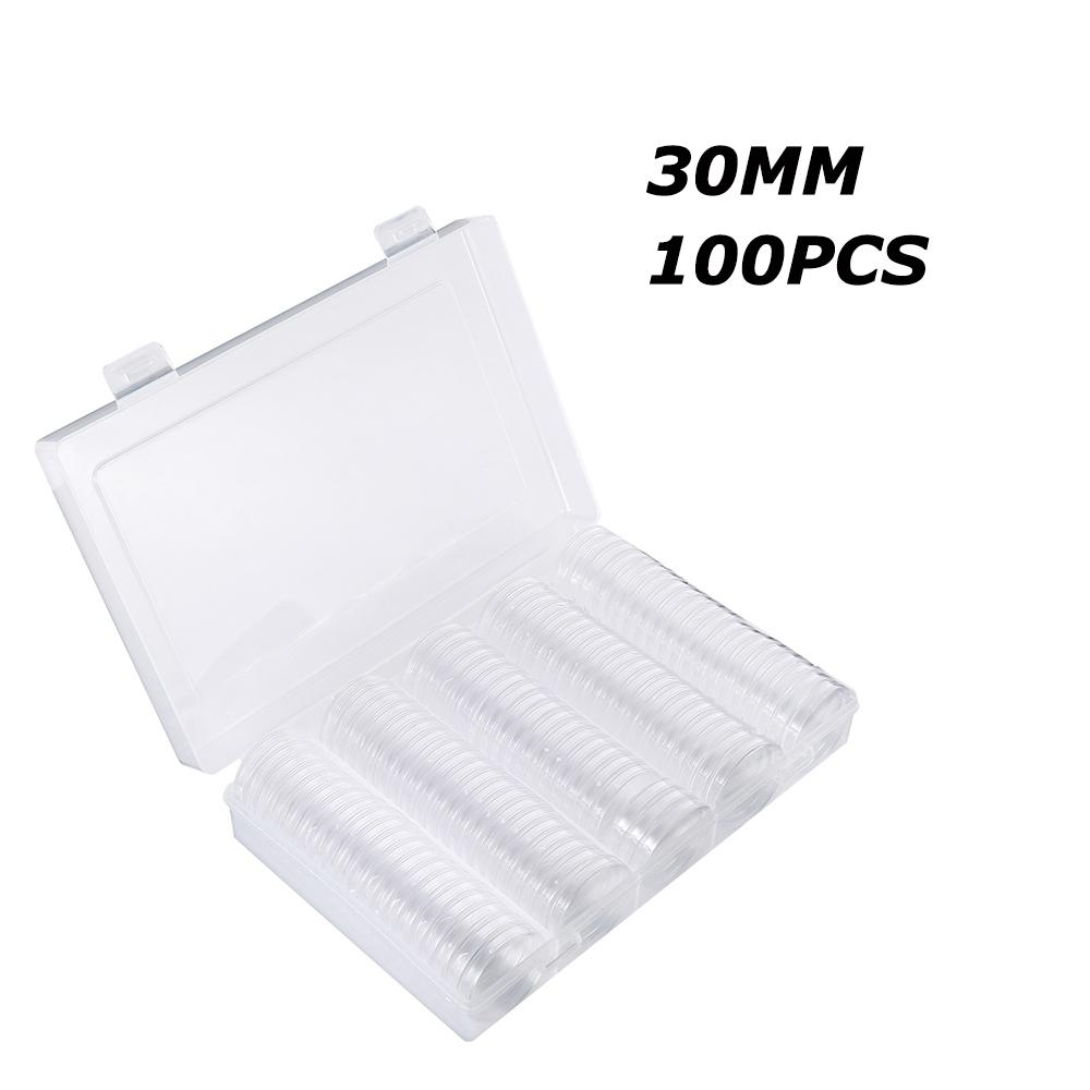 30mm Coinning Capsules Storage Box Clear Plastic Coinning Cases Holders Capsules Collection Cases Round Ring Protection Boxes