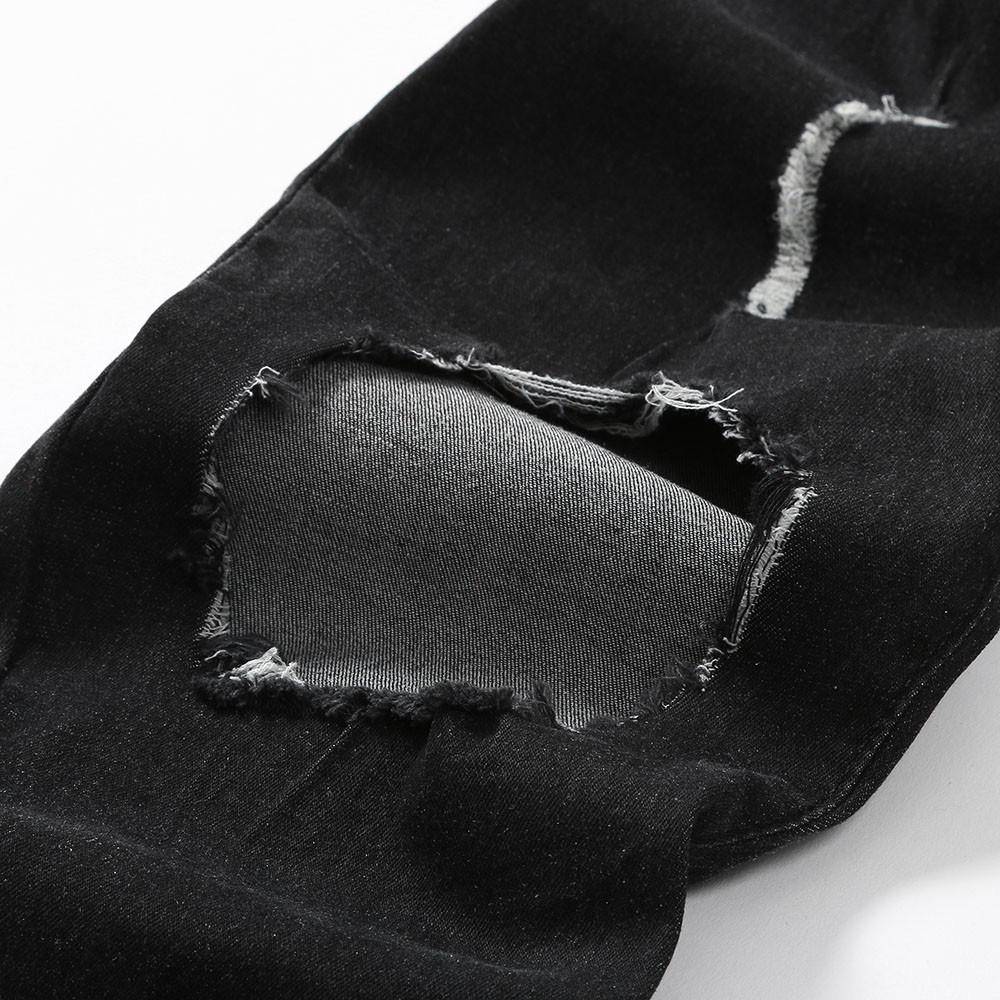 Мужские обтягивающие джинсы из эластичного денима Рваные брюки слим Freyed Slim Fit Jeans