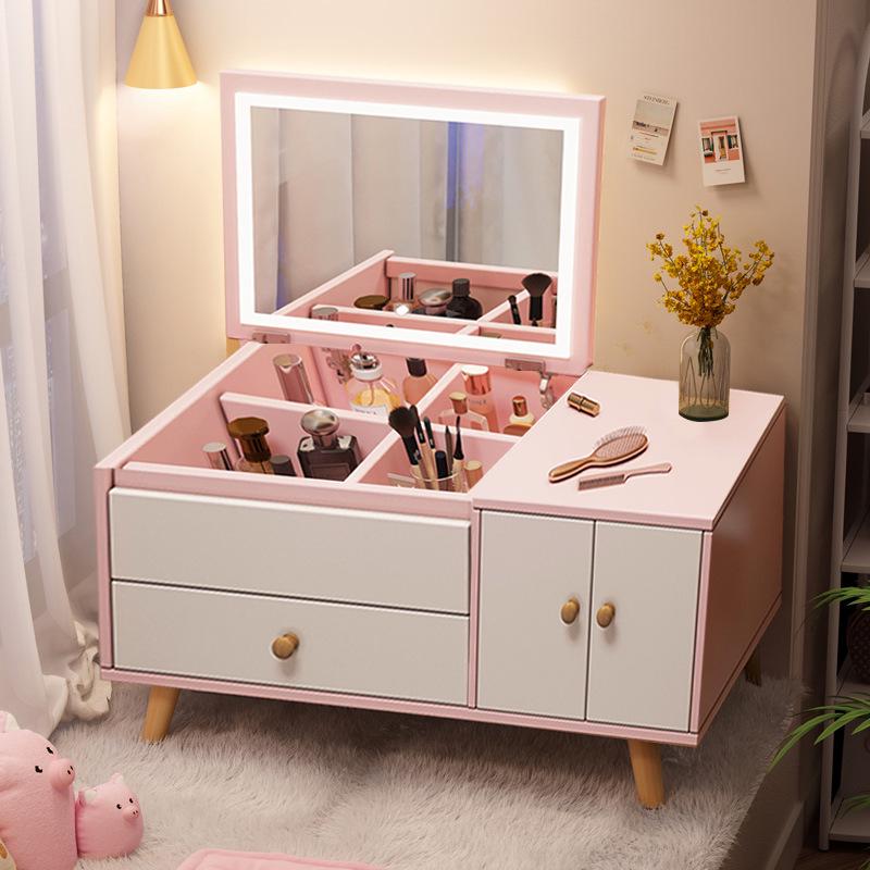 Bay Window Vanity: Floor-Standing Makeup Dressing Table for Small Bedrooms.