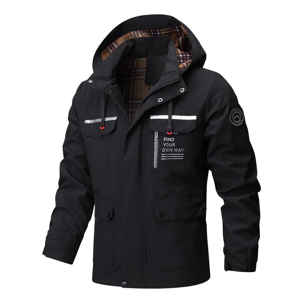 Men's Casual Outdoor Jacket with a Hood for Autumn and Winter by Shein.