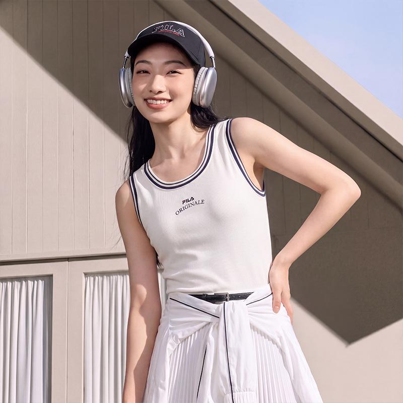 Fila Оригинальная серия Модная повседневная универсальная майка женские топы Облако-гриб-белый F11W529114FWT