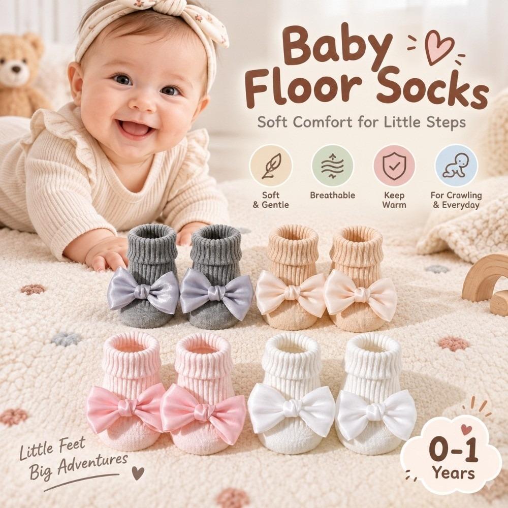 1 Paie Soft Cotton Blend Baby Floor Sock Anti-Slip Sock Crawling Standing Early Walking