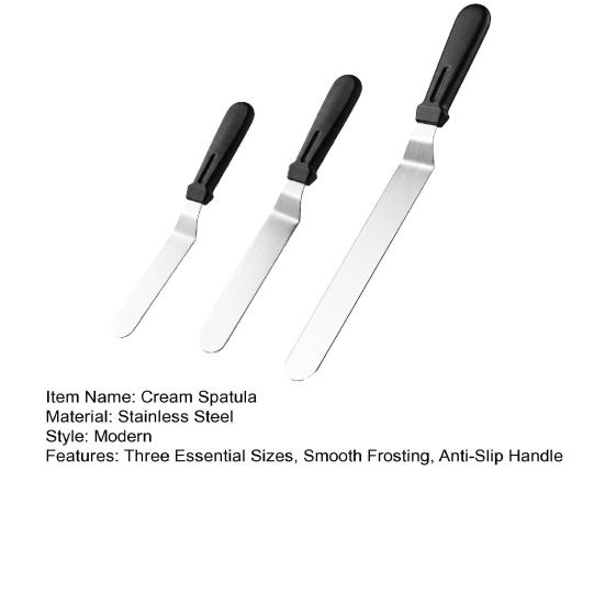3Pcs/Set Cream Spatula, 6/8/10 Inch Stainless Steel Blades Offset Spatula, Ergonomic Non-Slip Handle Cake Spatula for Cake Decorating, Baking & Pastry