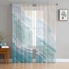 Sea Beach Gradual Blue Khaki Voile Sheer Curtains For Living Room Window Chiffon Tulle Curtain Kitchen Bedroom Drapes Home Decor