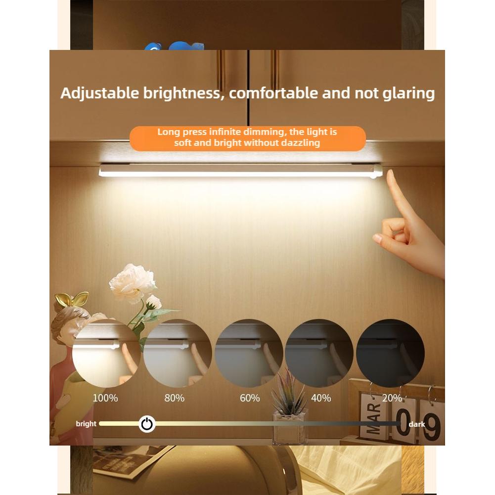 1pc Motion Sensor Night Light Wireless USB Rechargeable with Warm/White Light for Room Cabinet Closet Corridor Stairs