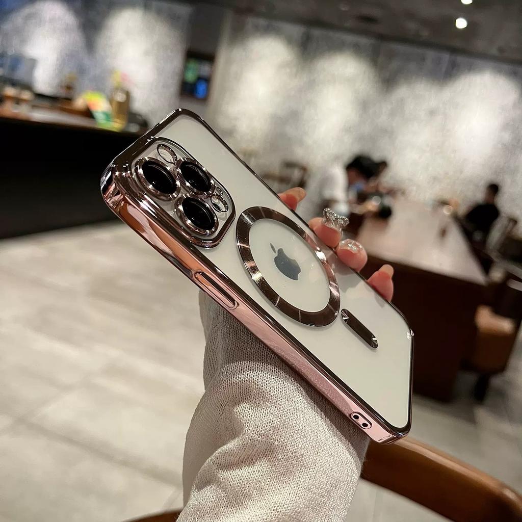 Применимо к iPhone 15 Гальванизированный CD-узор Тонкое отверстие Чехол для мобильного телефона Apple 14 с плёнкой для объектива Magsaf Магнитный защитный чехол