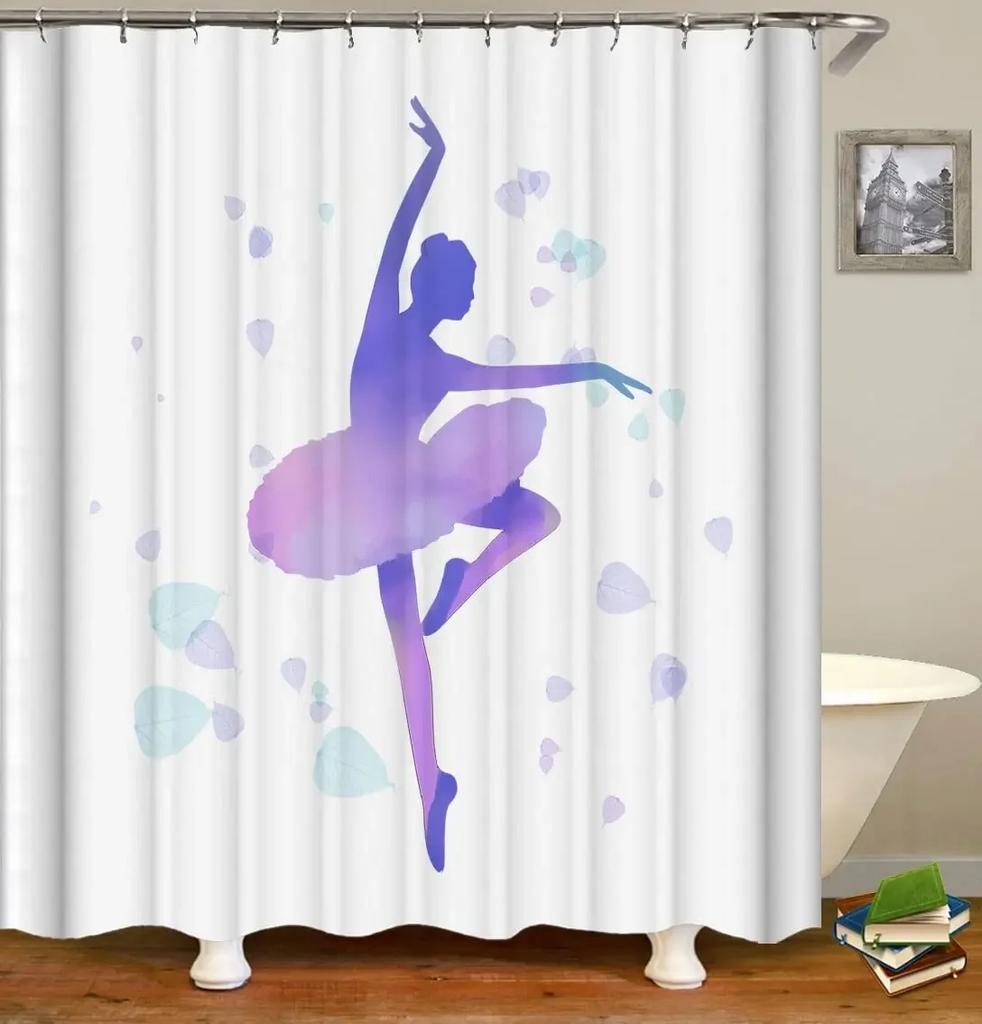 Балерина силуэт занавеска для душа абстрактный магический танец изобразительное искусство занавеска для душа водонепроницаемая ткань декор для ванной экран для ванны