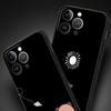Couple Black and White Love Sun Moon Luxury Phone Case For iPhone 13 15 14 12 11 Pro MAX XR X SE XS 7 8 Plus Silicone Cover