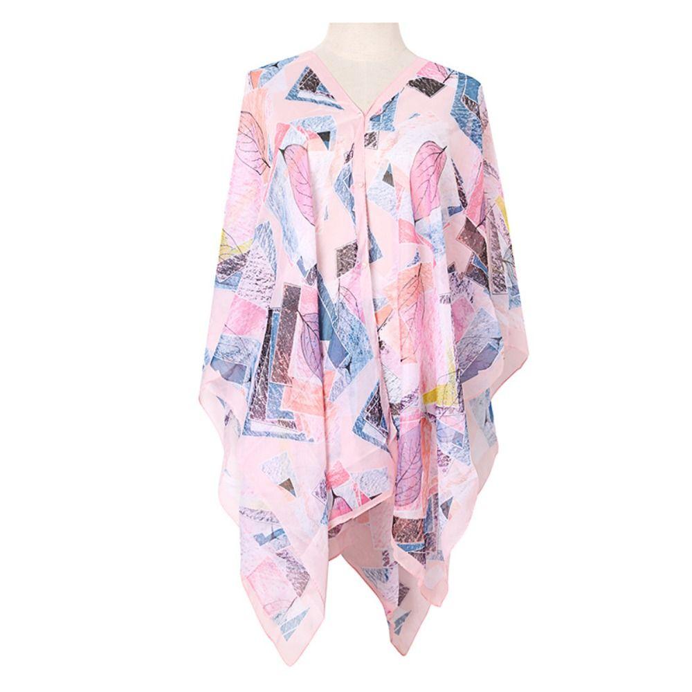 Geometric Patterns Chiffon Shawl Multicolor Suncreen Cardigan Fashion Beach Towel Summer