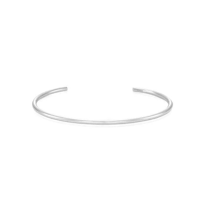 Silver 925 2mm Dense Solid Cuff Bangle Bracelet #LSB30