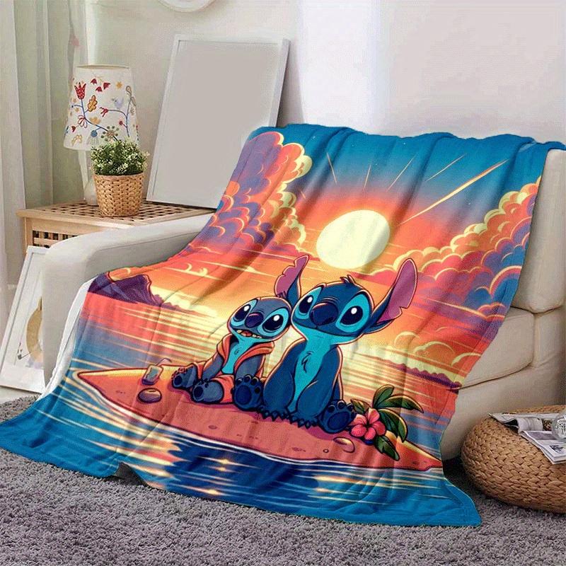 1pc Stitch Printing Blanket - Soft, All-Season Throw for Office Blanket, | Personalized Gift with Adorable Cartoon Design