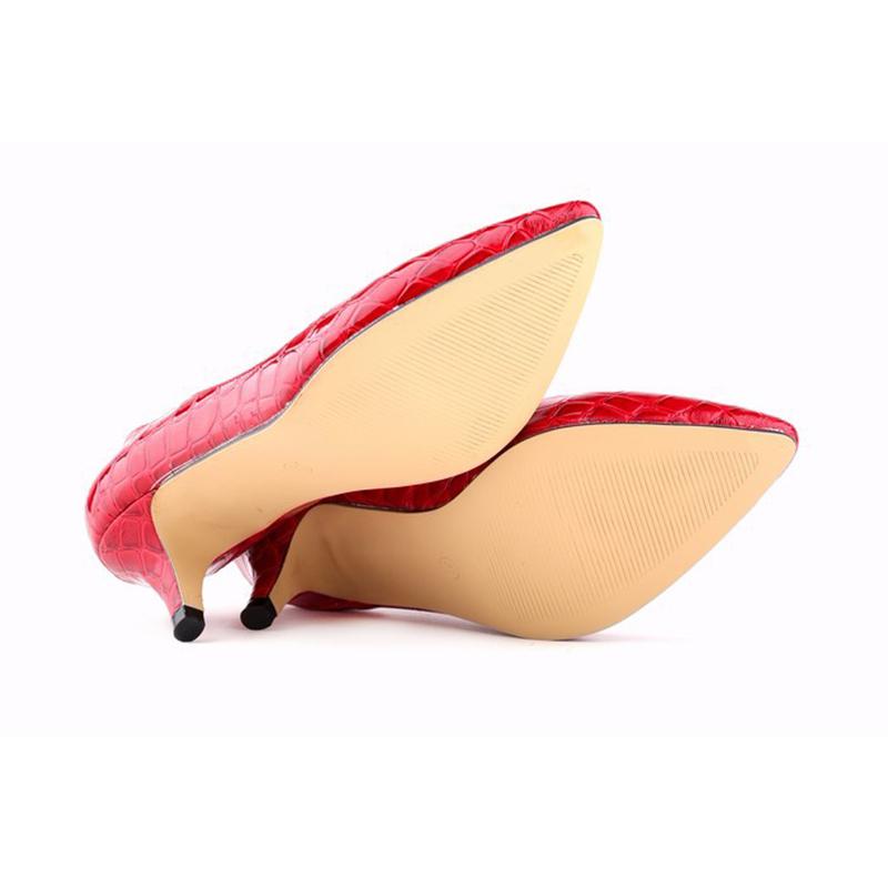 Sexy Faux Crocodile Pattern Leather Mid High Heels Pointed Toe Wedding Party Dress Pumps Women Shoes Shoe