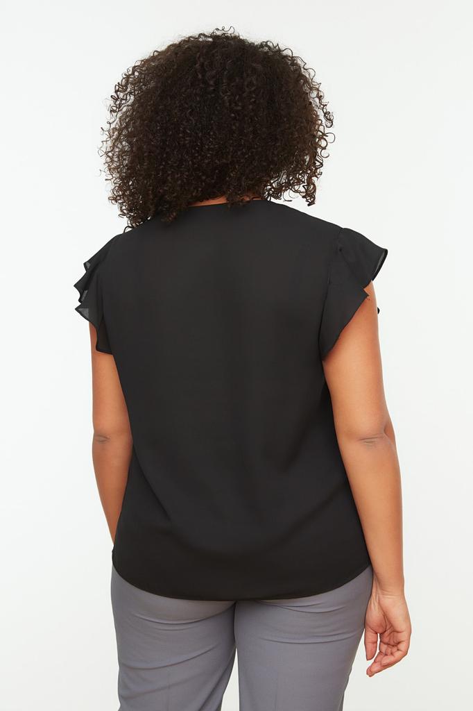 Women's Fashion New Plus Big Size Blouse Stone Woven Button Detailed Blouse