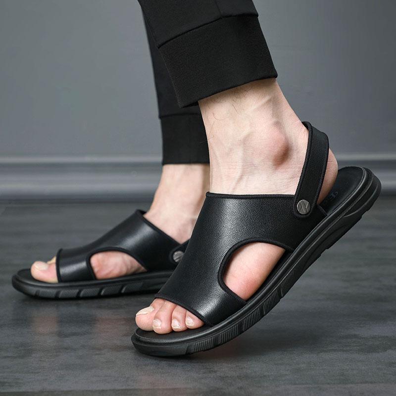 Мода 2024 года Мужские сандалии из натуральной кожи для мужчин Пляжные сандалии Брендовая мужская повседневная обувь Шлепанцы Мужские тапочки Кроссовки Летняя обувь
