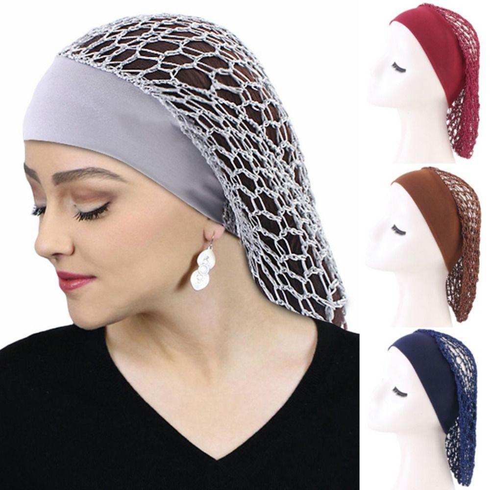 Wide Band Mesh Hair Net Night Cap Hair Care Sleeping Hat Crochet Hair Snood Casual