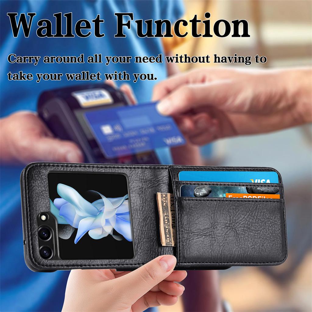 Чехол-кошелек для Samsung Galaxy Z Flip 7 5G Flip7 FE Flip6 Flip5 Flip4 Flip3 Flip 6 5 4 3 Кожаная защита Держатель для карт
