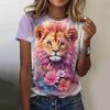 Summer Fashion Round Neck Women's Top 3d Printed With Animal And Flower Patterns T-Shirt Casual Loose Short Sleeve T-Shirt