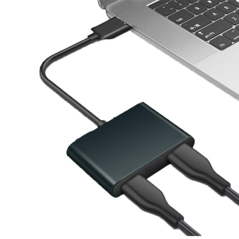 Видеоадаптер 5 Гбит/с для телефона, телевизора, ноутбука, USB 3.0 на двойной HDMI-совместимый, конвертер PD, 3 в 1, USB-хаб