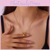 Minimalist Butterfly Bow Heart Pendant Necklace With Gold Plated Stainless Steel For Women