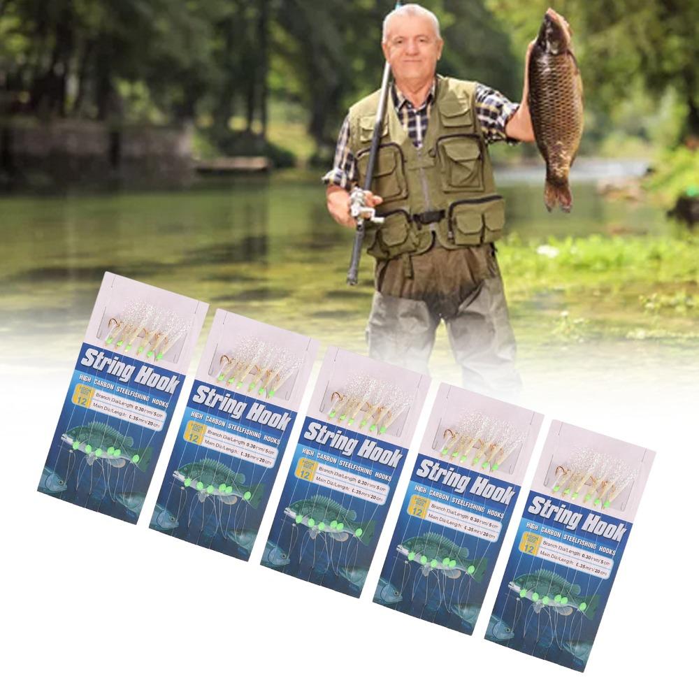 5 Sets with 6 Hooks Fishing Bait Rigs Soft Fish Skin Fishing Lure Rigs  Freshwater Fishing