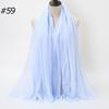 New Fashionable Women's Long Crinkled Cotton Linen Scarf with Tassel Edge - Solid Color Shawl