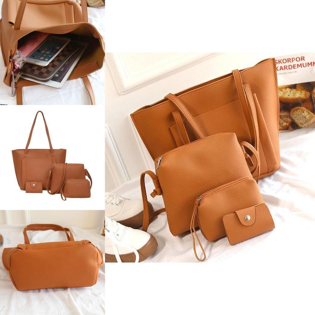 Модный набор женских сумок с узором личи из 4 предметов