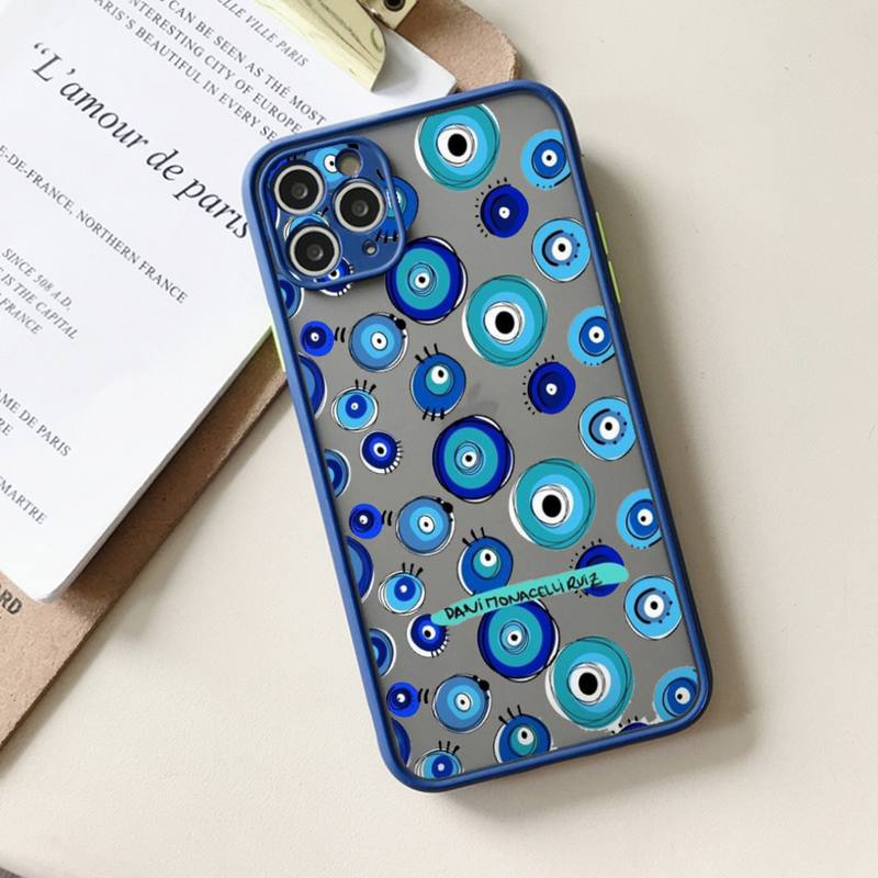 Чехол для телефона Lucky Evil Eye Blue Abstract матовый прозрачный для iPhone 11 12 13 6 s 7 8 plus mini x xs xr pro max