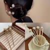 Women's Pearl Accent U Shape Hair Stick Alloy Hairpin Invisible Bun Maker Updo Tool Elegant Minimalist Hair Gripper Gift Accessory