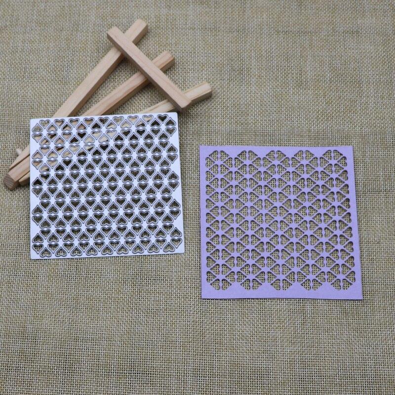 Square Frame Heart Background Metal Cutting Dies Scrapbooking Craft Die Cut Embossing Card Making